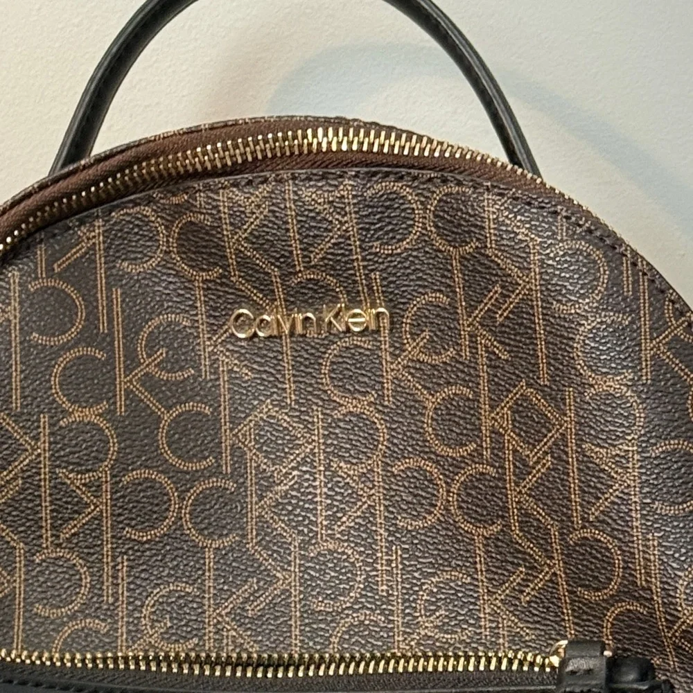 Calvin Klein Stylish Brown and Black Unisex CK zippered Backpack size medium